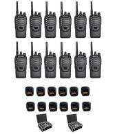 Set van 12 Wouxun KG-969 UHF IP65 10Watt Portofoons met tafellader en koffer