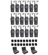 Set van 18 Wouxun KG-969 UHF IP65 10Watt Portofoons met tafellader beveiliging oortje en koffer