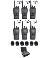 Set van 6 Wouxun KG-969 UHF IP65 10Watt Portofoons met tafellader beveiliging oortje en koffer