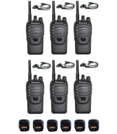 Set van 6 Wouxun KG-969 UHF IP65 10Watt Portofoons met tafellader en D-shape oortje