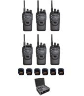 Set van 6 Wouxun KG-969 UHF IP65 10Watt Portofoons met tafellader en koffer