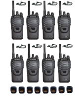Set van 8 Wouxun KG-969 UHF IP65 10Watt Portofoons met tafellader en D-shape oortje