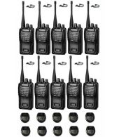 Set van 10 Wouxun KG-819 UHF IP55 PMR446 Portofoons met D-shape oortje