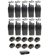 Set van 10 Wouxun KG-D828 DMR portofoons met koffer en D-shape headsets