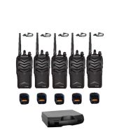 Set van 5 Wouxun KG-988 UHF IP66 8Watt Portofoon D-shape oortje en koffer