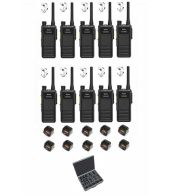 Set van 10 Hytera HP605 UHF DMR IP67 5Watt met tafellader D-shape oortje en koffer