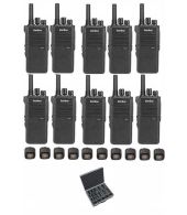 Set van 10 Inrico T522A IP66 4G LTE POC Zello Portofoon K1 2-Pins met koffer