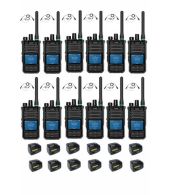 Set van 12 Caltta PH660 UHF DMR GPS, Bluetooth, display, tafellader en G-shape oortje