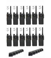 Set van 12 Hytera HP605 UHF DMR IP67 5Watt met multilader en D-shape oortje