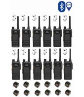 Set van 12 Hytera HP605G DMR UHF IP67 5W GPS, Bluetooth tafellader en D-shape oortje