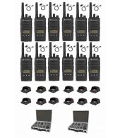 Set van 12 Motorola XT460 IP55 PMR446 met D-shape oortje tafellader koffer