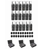Set van 18 Inrico T320 V2 4G LTE Zello Portofoon, GPS, Wifi met tafellader, G-shape oortje en koffer