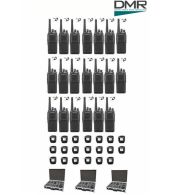 Set van 18 Kenwood NX-1300DE3 UHF DMR IP54 5Watt Portofoon met koffer en beveiliging oortje
