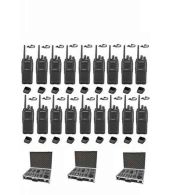 Set van 18 Kenwood TK-3701D IP55 Portofoon met D-shape oortje tafellader en koffer