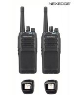 Set van 2 Kenwood NX-1300NE3 UHF Nexedge IP54 5Watt Portofoon met tafellader