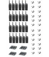 Set van 24 Kenwood NX-1300DE3 UHF DMR IP54 5Watt Portofoon met 4 multiladers en Beveiliging oortje