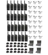 Set van 24 Motorola XT420 UHF IP55 PMR446 Portofoon met laders D-shape oortje en koffer