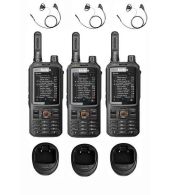 Set van 3 Inrico T320 V2 4G LTE Zello Portofoon, GPS, Wifi met tafellader en G-shape oortje