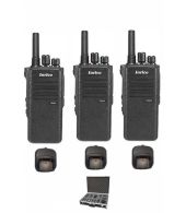 Set van 3 Inrico T522A IP66 4G LTE POC Zello Portofoon K1 2-Pins met koffer