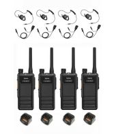 Set van 4 Hytera HP605 UHF DMR IP67 5Watt met tafellader en D-shape oortje