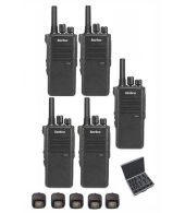 Set van 5 Inrico T522A IP66 4G LTE POC Zello Portofoon K1 2-Pins met koffer