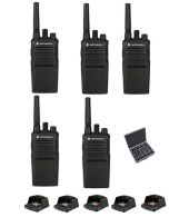 Set van 5 Motorola XT420 UHF IP55 PMR446 Portofoon met laders en koffer