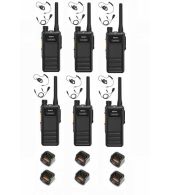 Set van 6 Hytera HP605 UHF DMR IP67 5Watt met tafellader en D-shape oortje