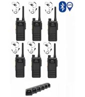 Set van 6 Hytera HP605G DMR UHF IP67 5W GPS, Bluetooth multilader en D-shape oortje