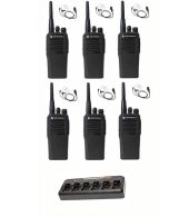 Set van 6 Motorola DP1400 UHF Analoog IP54 5Watt met multilader en beveiligingoortje