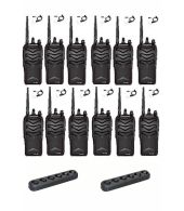 Set van 12 Wouxun KG-988 UHF IP66 8Watt Portofoon multilader en beveiligingoortje
