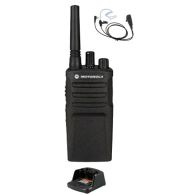 Motorola XT420 UHF IP55 PMR446 Portofoon met tafellader en beveiliging oortje M1 2-Pins