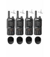 Set van 4 Inrico T320 V2 4G LTE Zello Portofoon, GPS, Wifi met tafellader en beveiliging oortje