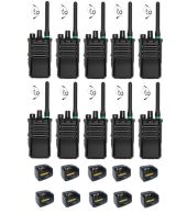Set van 10 Caltta PH600 UHF DMR IP68 4Watt GPS, Bluetooth met tafellader en G-shape oortje