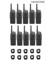 Set van 10 Kenwood NX-1300NE3 UHF Nexedge IP54 5Watt Portofoon met tafellader en beveiligingoortje