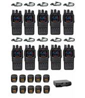 Set van 10 Wouxun KG-UV8H Dualband 10watt portofoons met D-shape oortje en koffer