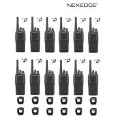 Set van 12 Kenwood NX-1300NE3 UHF Nexedge IP54 5Watt Portofoon met tafellader en beveiligingoortje