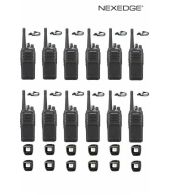 Set van 12 Kenwood NX-1300NE3 UHF Nexedge IP54 5Watt Portofoon met tafellader en D-shape oortje