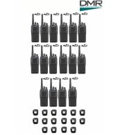 Set van 16 Kenwood NX-1300DE3 UHF DMR IP54 5Watt Portofoon met tafellader en D-shape oortje