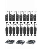Set van 18 Kenwood TK-3701D IP55 Portofoon met multilader en beveiliging headsets