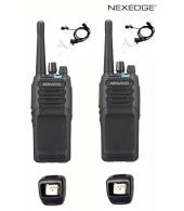 Set van 2 Kenwood NX-1300NE3 UHF Nexedge IP54 5Watt Portofoon met tafellader en beveiligingoortje
