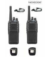 Set van 2 Kenwood NX-1300NE3 UHF Nexedge IP54 5Watt Portofoon met tafellader en D-shape oortje