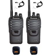 Set van 2 Wouxun KG-969 UHF IP65 10Watt Portofoons met tafellader en beveiliging oortje