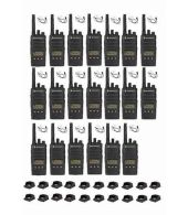 Set van 20 Motorola XT460 IP55 PMR446 met beveiliging oortje M1 2-Pins en tafellader 