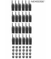 Set van 24 Kenwood NX-1300NE3 UHF Nexedge IP54 5Watt Portofoon met tafellader en D-shape oortje