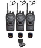 Set van 3 Wouxun KG-969 UHF IP65 10Watt Portofoons met tafellader beveiliging oortje en koffer