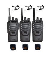 Set van 3 Wouxun KG-969 UHF IP65 10Watt Portofoons met tafellader en beveiliging oortje