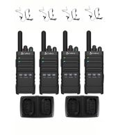 Set van 4 Cobra PX650 UHF PMR446 portofoons met beveiliging oortje