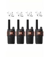 Set van 4 Cobra RX380 PMR446 portofoons IPX2 met beveiliging oortje