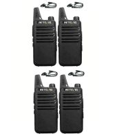 Set van 4 Retevis RT622 vergunning vrije UHF mini portofoons met D-shape oortje