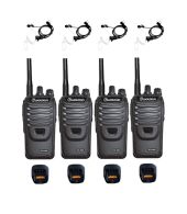 Set van 4 Wouxun KG-969 UHF IP65 10Watt Portofoons met tafellader en beveiliging oortje